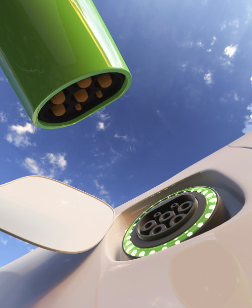 绿色电动汽车充电电缆3d渲染图片下载