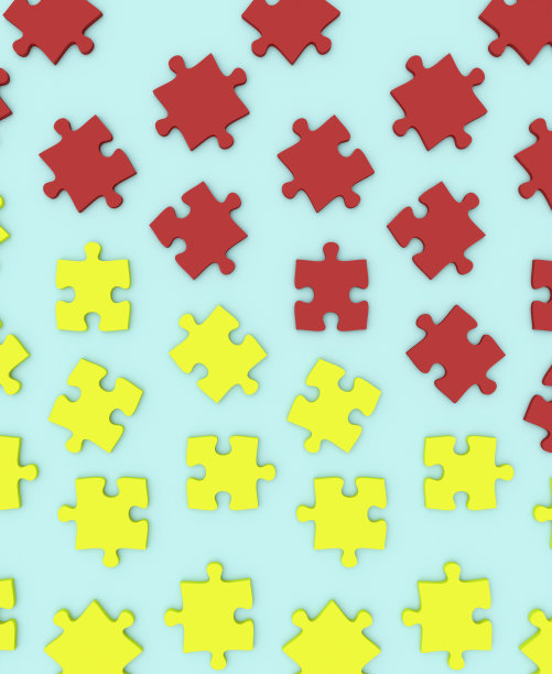 红色和黄色拼图3d渲染图片下载