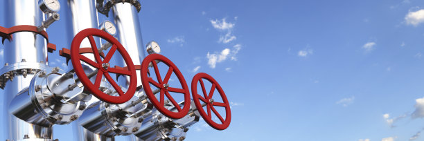炼油厂石油管道红色阀门3d渲染图片下载