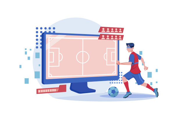 男孩用VR技术踢足球图片下载