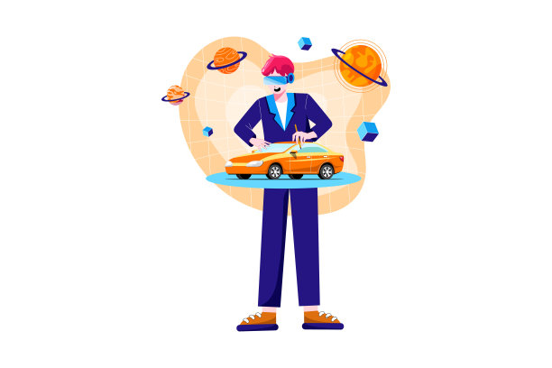 拥有3d模型和VR的汽车设计师图片下载