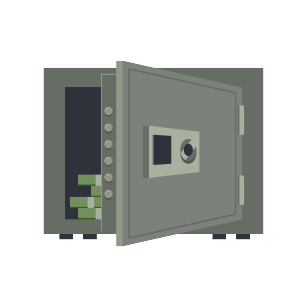 打开安全与金钱堆栈矢量卡通插图孤立在白色背景。图片下载