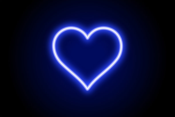 蓝色霓虹灯心爱的象征图片下载