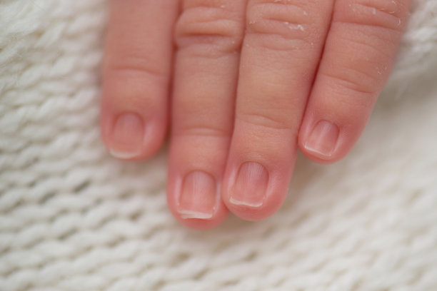 新生儿把手上可爱的小手指，特写，微距摄影图片下载