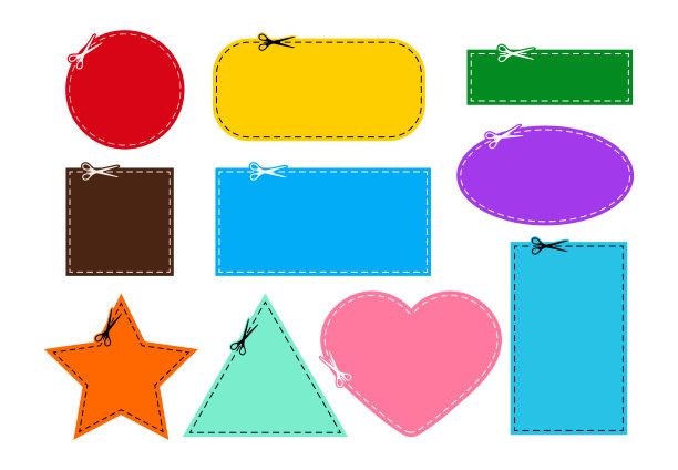 剪刀削减优惠券虚线与破折号图标设置。图片下载