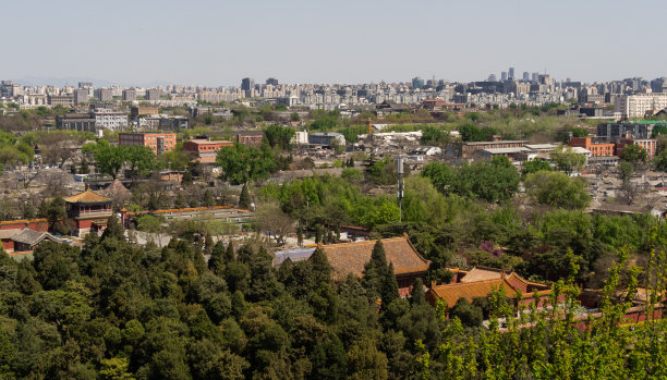 北京旧城天际线的高角度视角图片下载