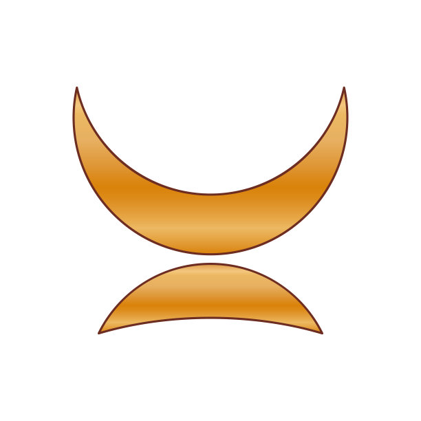 黄金简单图形月亮。极简主义金色梯度彩色复古月亮元素图标。图片下载