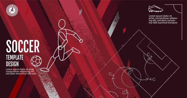 足球布局模板设计，足球，红色洋红色色调，运动背景图片下载