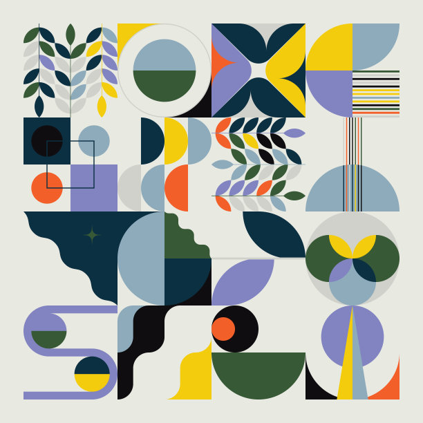 后现代美学启发矢量图形模式与抽象几何形状图片下载