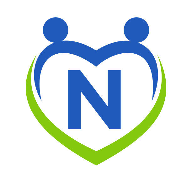 医疗标志，团结和团队合作标志设计上的字母N向量模板。慈善和捐赠基金会的标志图片下载