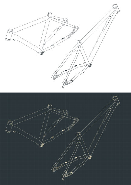 自行车框架等距蓝图图片下载