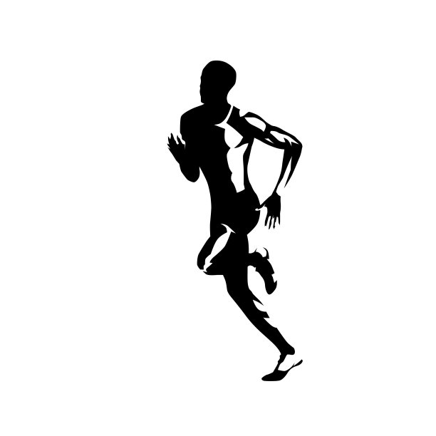跑步者，侧面视图孤立矢量墨水画，跑步者的抽象轮廓图片下载