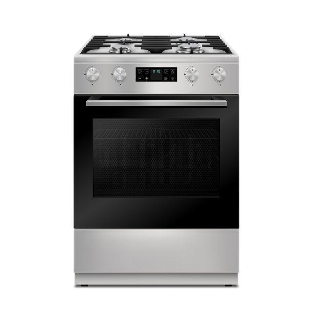 厨房煤气炉。家庭设备。逼真的3d矢量插图。前视图。孤立在白色背景中图片下载