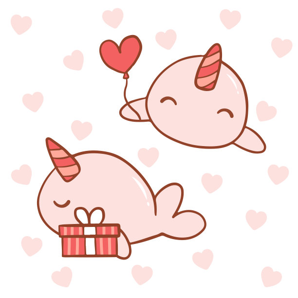 大孤立手绘卡通矢量人物设计独角兽情侣恋爱，涂鸦风格的情人节概念动物平面矢量插图图片下载