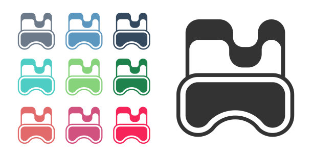 黑色潜水面具图标孤立的白色图片下载