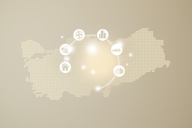 节能的概念。能源创新与未来工业发电图标图形界面。互动地图上的土耳其米色背景图片下载