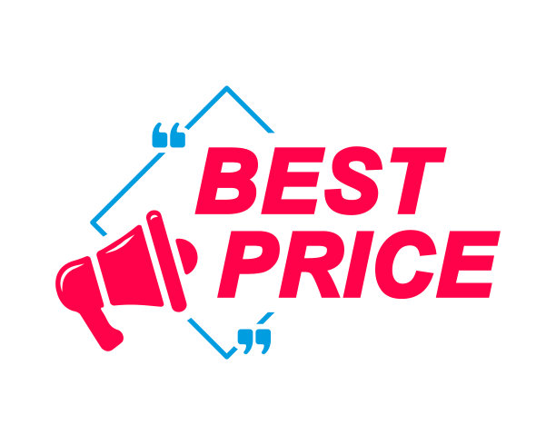 最好的价格标签。语音气泡与扩音器图标。广告和营销贴纸。图片下载