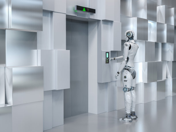 电子手推电梯按钮的自动化电梯技术概念图片下载