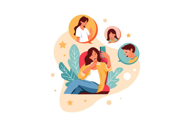 一位女士用她的手机与朋友进行在线会议图片下载