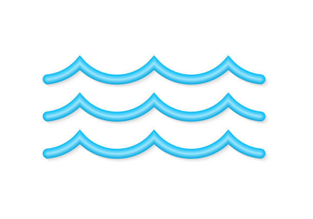 水波三维图标。海、洋、河的线条象征。蓝色波浪设计。矢量插图。图片下载