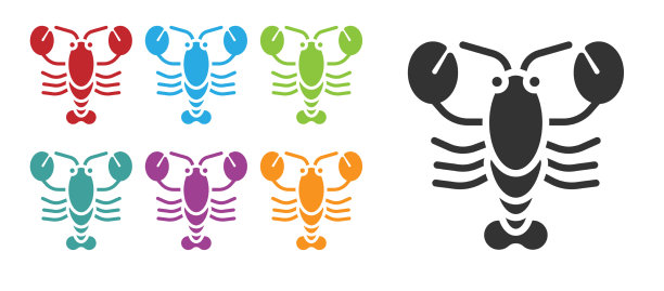 黑色龙虾图标孤立在白色背景图片下载