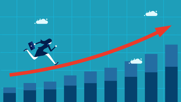 业务增长。商业女性在成长箭上奔跑。经营理念图片下载