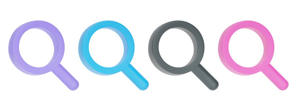 3D渲染放大镜图标集孤立在白色背景矢量插图。研究、分析或发现概念。图片下载