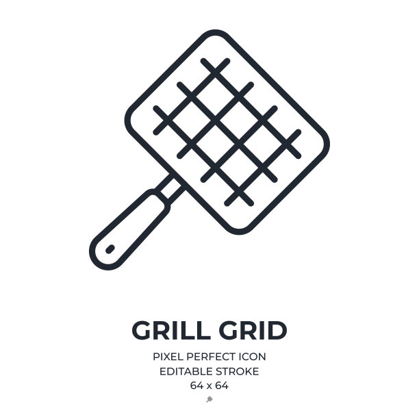 格栅网格可编辑描边轮廓图标孤立的白色背景平面矢量插图。像素完美。64 x 64。图片下载