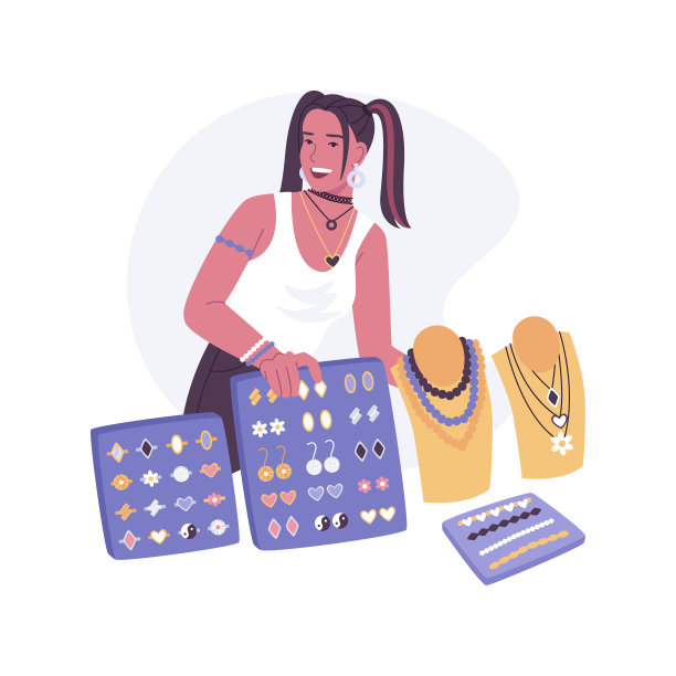 手工制作的珠宝孤立卡通矢量插图。图片下载