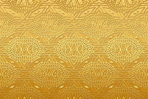 极简主义压花金色背景，异国情调的封面设计。几何光泽金属三维图案，民族纹理手绘风格。图片下载