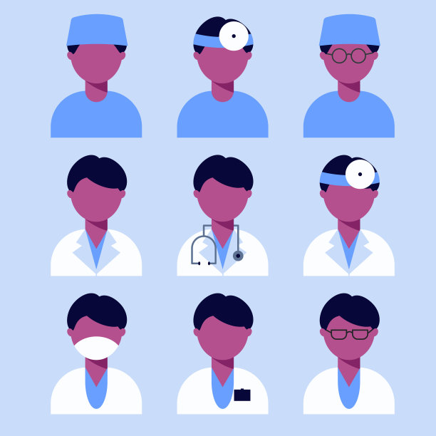 一个医生，一个穿制服的黑人护士。扁平风格的男人。矢量插图。图片下载