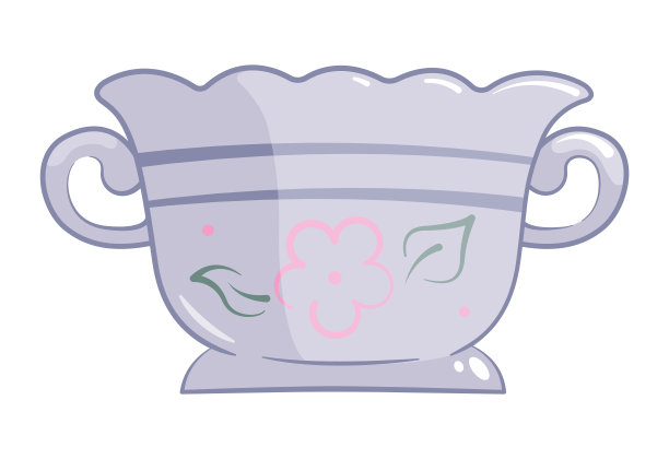 白色背景的淡紫色杯，配茶或咖啡。孤立的对象图片下载