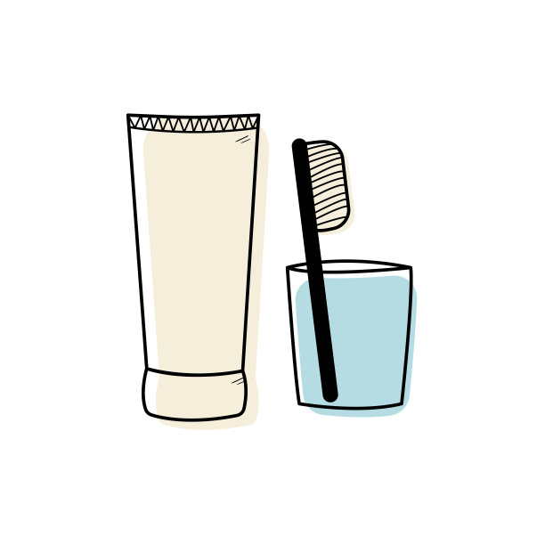 牙膏刷玻璃罐涂鸦风格图片下载