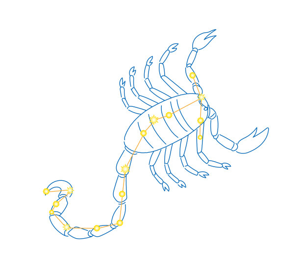 天蝎座画线和星星排列，希腊神话图片下载