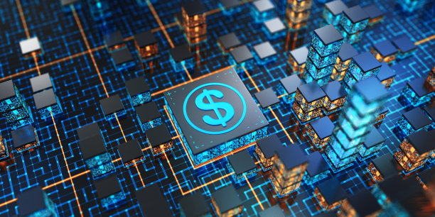 美元数字。虚拟城市的概念图片下载
