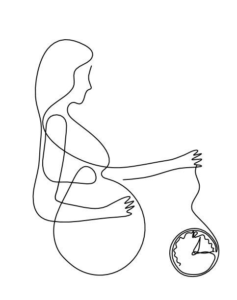 母亲剪影身体以钟为线画图片下载