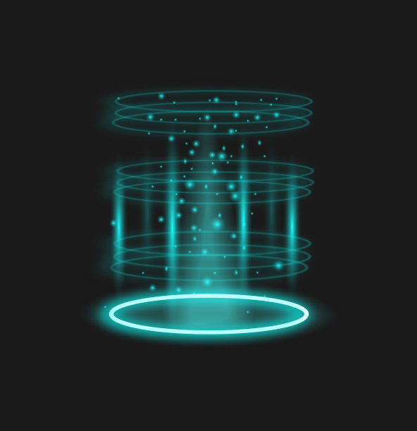 魔法传送门与闪亮的圆圈和火花，现实的3d矢量插图孤立在黑暗的背景。图片下载