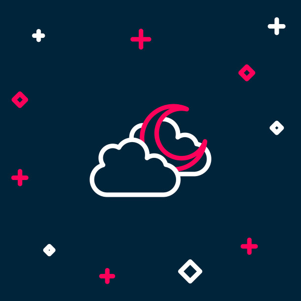 线云与月亮图标孤立的蓝色图片下载