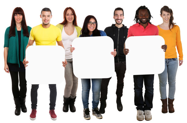 Copyspace拷贝空间为三个3个字母或文字组的青年多民族人群图片下载