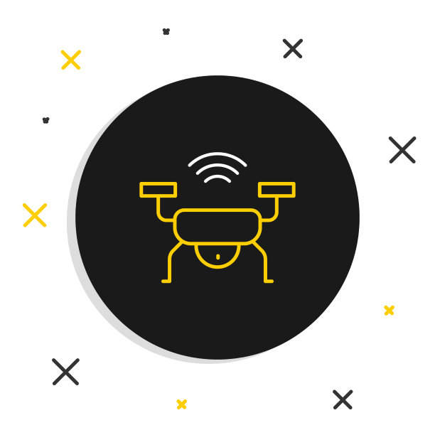 线条智能无人机系统图标孤立在白色图片下载