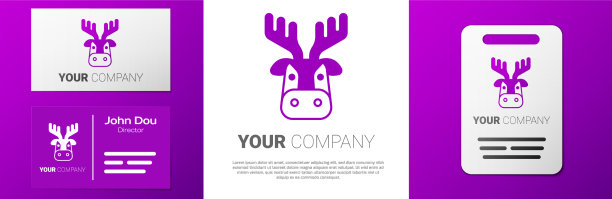 标志类型鹿头与鹿角图标孤立上图片下载