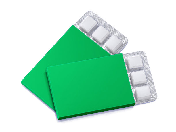 包装的口香糖孤立在白色与修剪路径图片下载