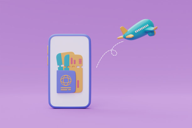 旅游和旅行计划，护照和机票在手机上的飞机，时间旅行，假期度假，3d渲染图片下载
