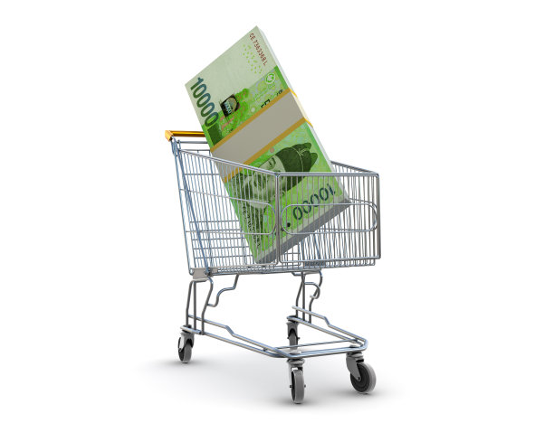 购物车里放着韩币图片下载