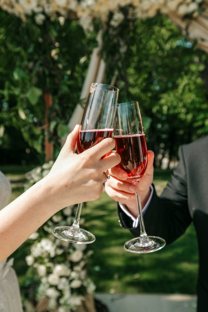 新娘和新郎，婚礼当天，葡萄酒协奏曲图片下载