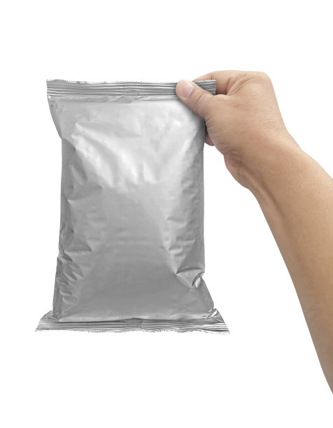 在白色隔离背景上用箔纸包装样品图片下载