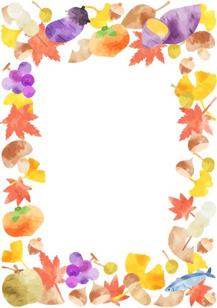 可爱的水彩秋季食物和秋叶框架插图图片下载