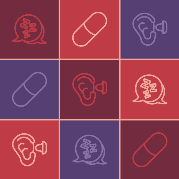 设置线昏昏欲睡耳塞和耳朵和睡眠图片下载