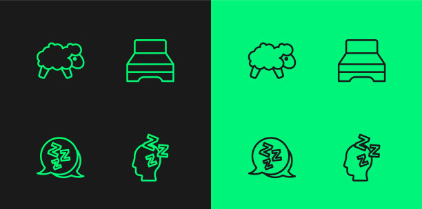 设线梦睡羊和大床图标图片下载