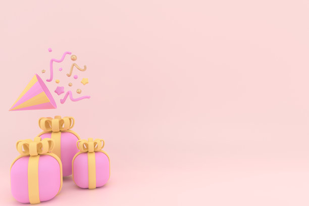 礼品盒3d与复制空间。卡通装饰对象。促销横幅，惊喜海报，传单和宣传册。模拟了假期。庆祝生日，周年纪念日，婚礼。图片下载